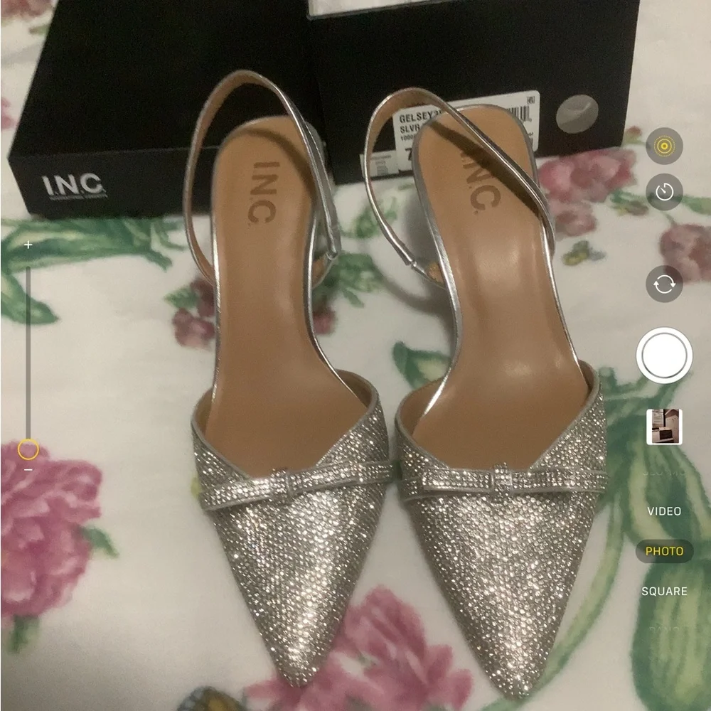 INC International Concepts Women's Glittering Gelsey Silver Heels - Picture 4 of 6